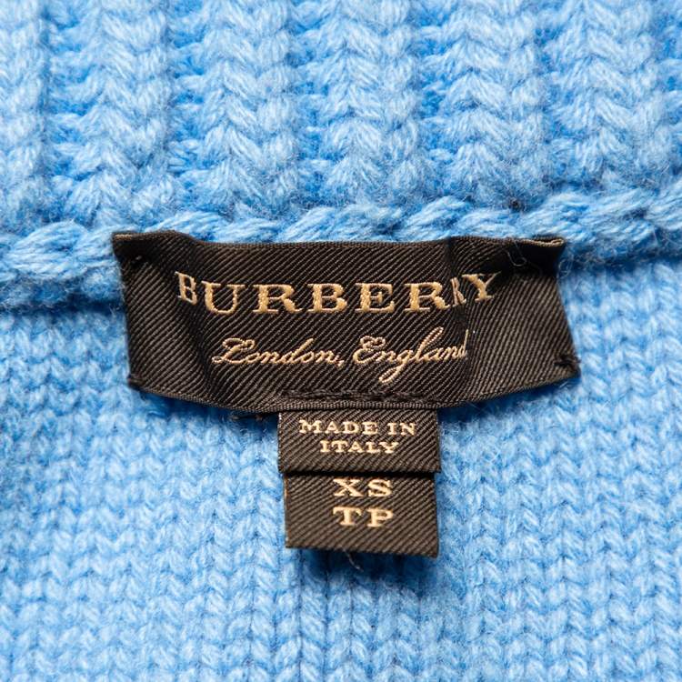 Pre Owned Burberry Blue Wool & Cashmere Ruffle Detail Sweater XS  