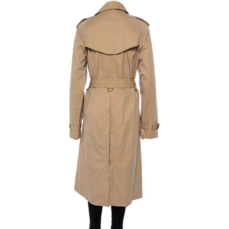 Pre Owned Burberry Beige Cotton Bird Metal Button Detail Belted Trench Coat XL