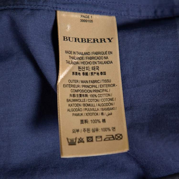 Pre Owned Burberry Navy Blue Checkered Cotton Button Front Shirt S