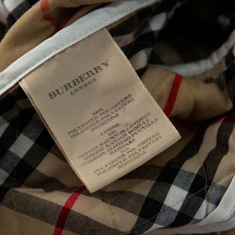 Pre Owned Burberry White Synthetic Stand Collar Quilted Jacket M