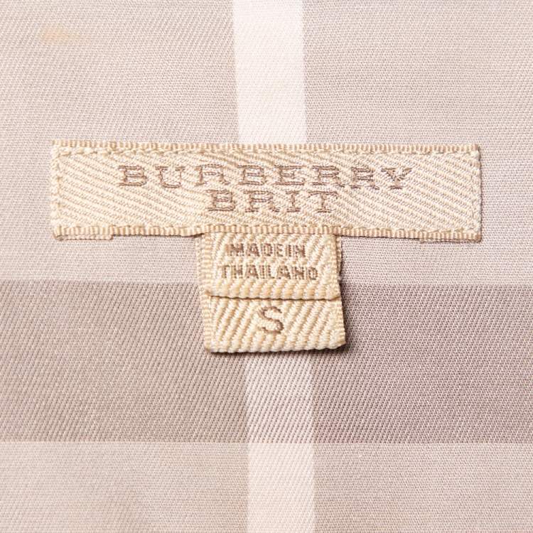 Pre Owned Burberry Brit Beige Nova Checkered Cotton Short Sleeve Shirt S