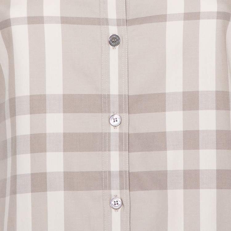 Pre Owned Burberry Brit Beige Nova Checkered Cotton Short Sleeve Shirt S