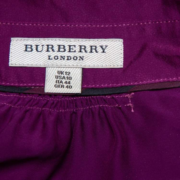 Pre Owned Burberry Magenta Satin Button Front Flared Shirt M