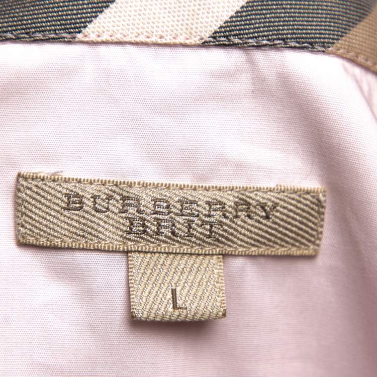 مملوكة مسبقًا Burberry Brit Pink Cotton Button Front Shirt L