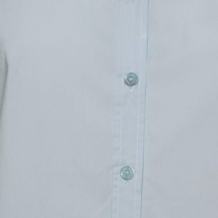 Pre Owned Burberry Brit Powder Blue Cotton Button Front Shirt L