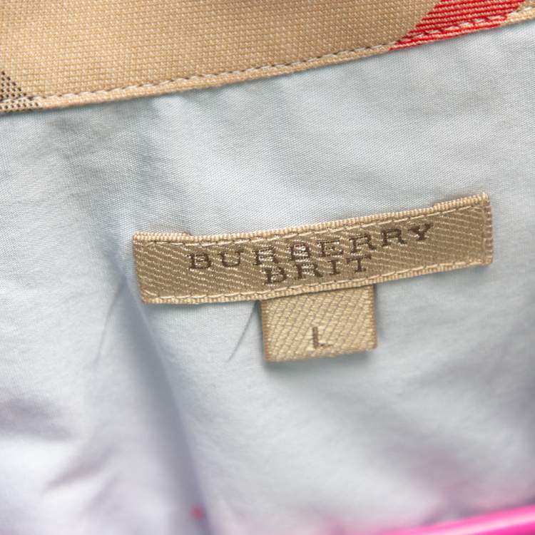 Pre Owned Burberry Brit Powder Blue Cotton Button Front Shirt L