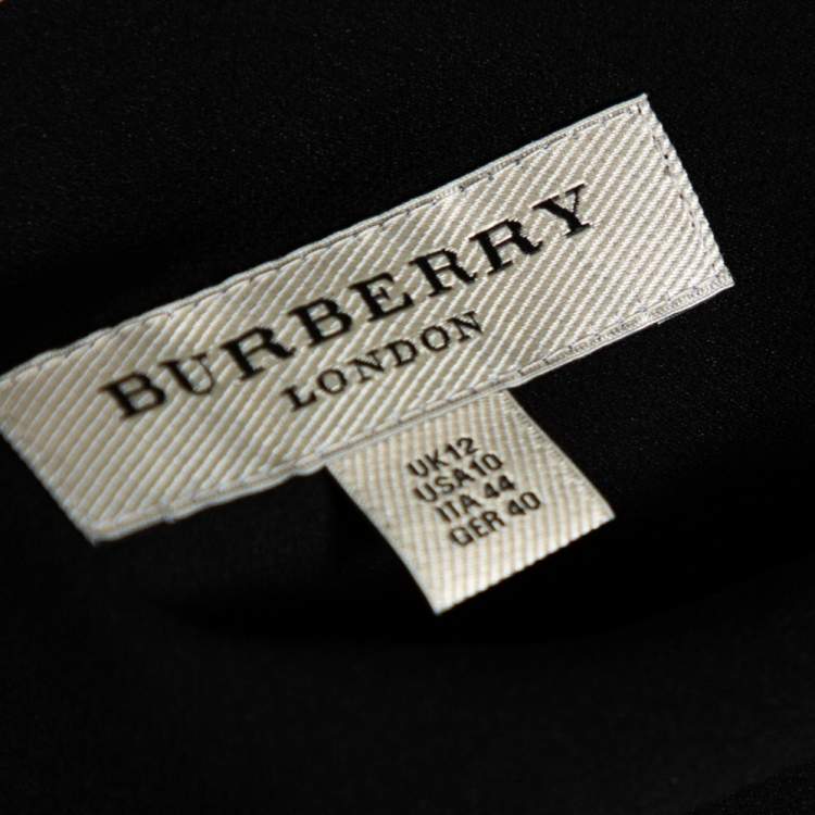Pre Owned Burberry Black Silk Gathered Detail Zip Front Top M