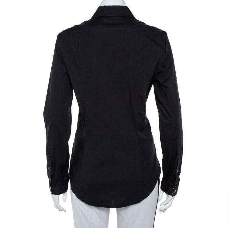 Pre Owned Burberry Brit Black Cotton Button Front Shirt L