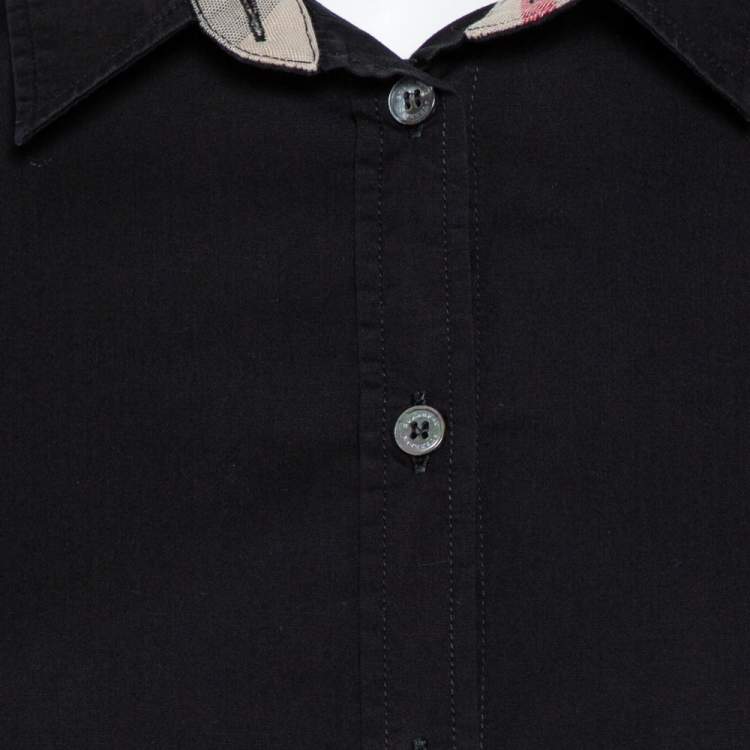 Pre Owned Burberry Brit Black Cotton Button Front Shirt L