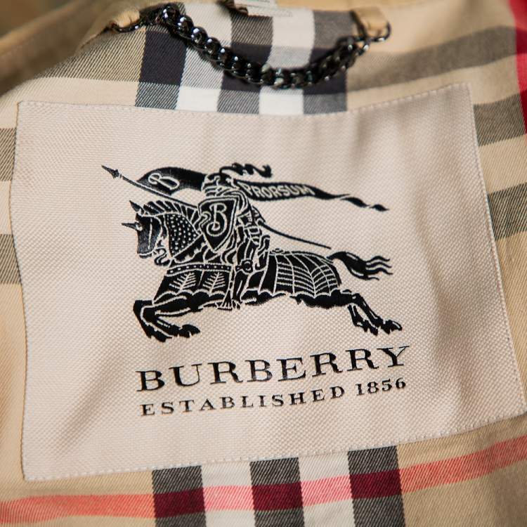 Pre Owned Burberry Beige Cotton Double Breasted Belted Trench Coat M