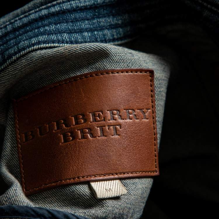 Pre Owned Burberry Brit Navy Blue Denim Button Front Jacket M
