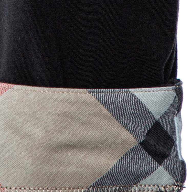 Pre Owned Burberry Brit Black Cotton Nova Check Trim T-Shirt L