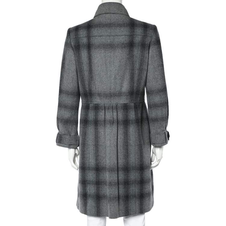 Pre Owned Burberry Grey Wool & Cashmere Double Breasted Button Front Coat M