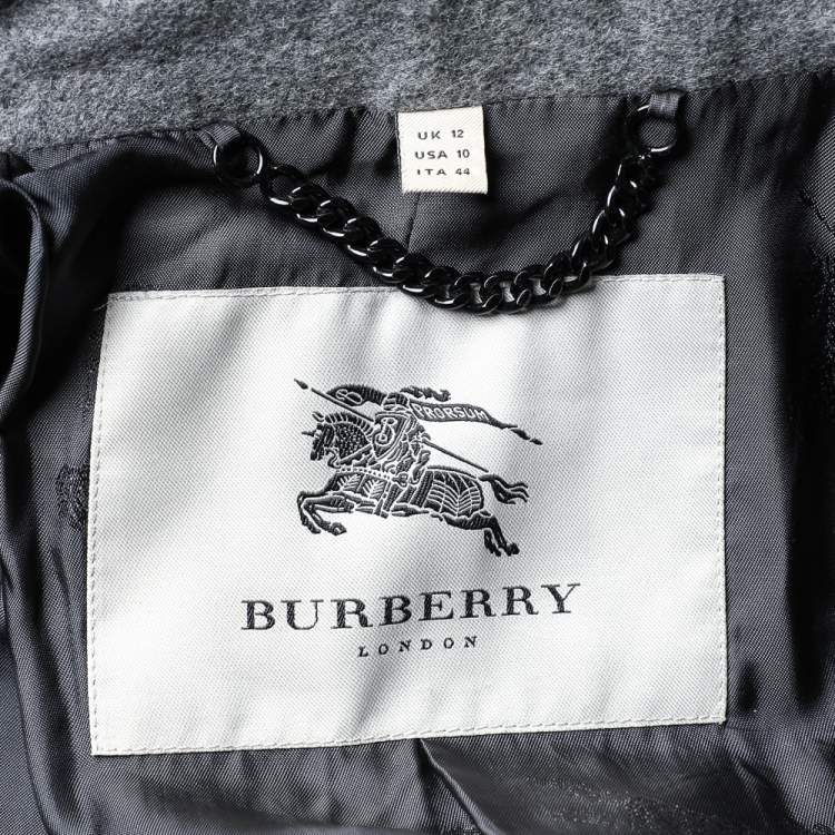 Pre Owned Burberry Grey Wool & Cashmere Double Breasted Button Front Coat M