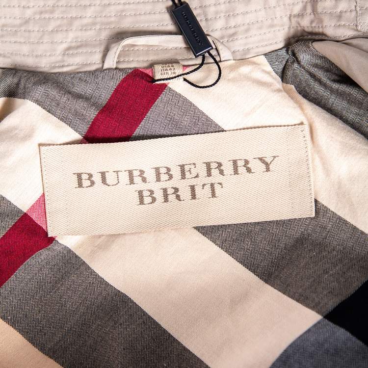 Pre Owned Burberry Beige Cotton Canvas Double Breasted Belted Trench Coat M