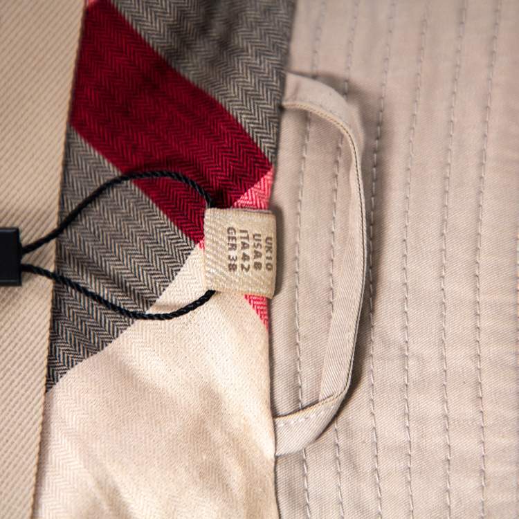 Pre Owned Burberry Beige Cotton Canvas Double Breasted Belted Trench Coat M