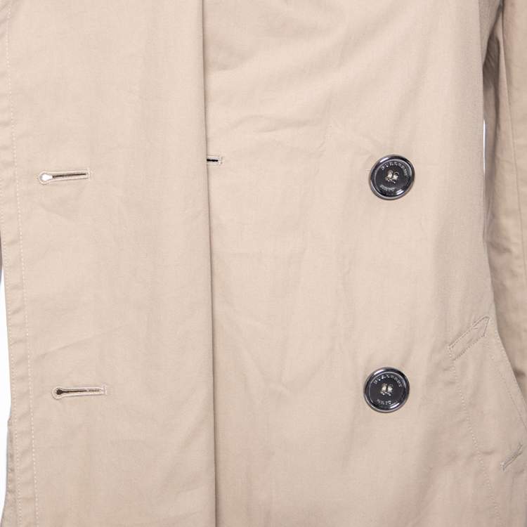 Pre Owned Burberry Beige Cotton Canvas Double Breasted Belted Trench Coat M