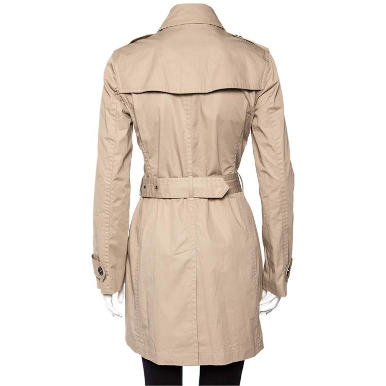 Pre Owned Burberry Beige Cotton Canvas Double Breasted Belted Trench Coat M