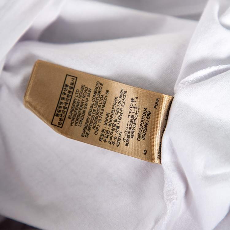 Pre Owned Burberry White Cotton Check Trim Roundneck T-Shirt XS