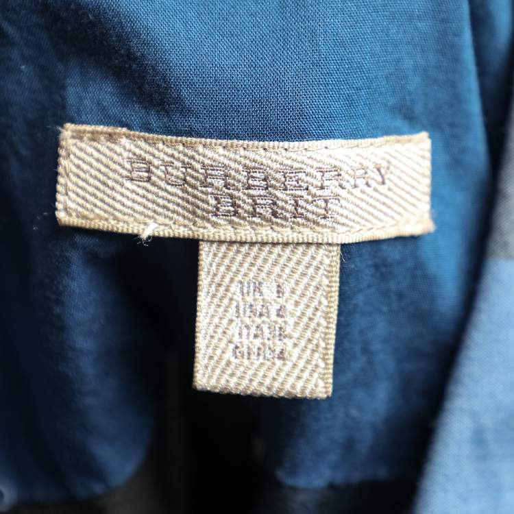 Pre Owned Burberry Brit Blue Checkered Cotton Belted Mini Dress S