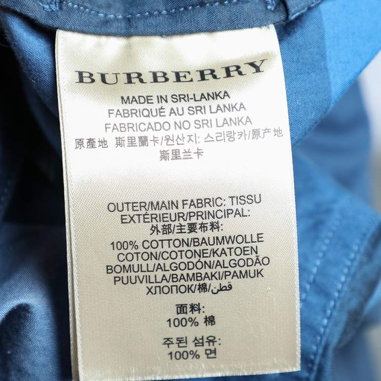 Pre Owned Burberry Brit Blue Checkered Cotton Belted Mini Dress S