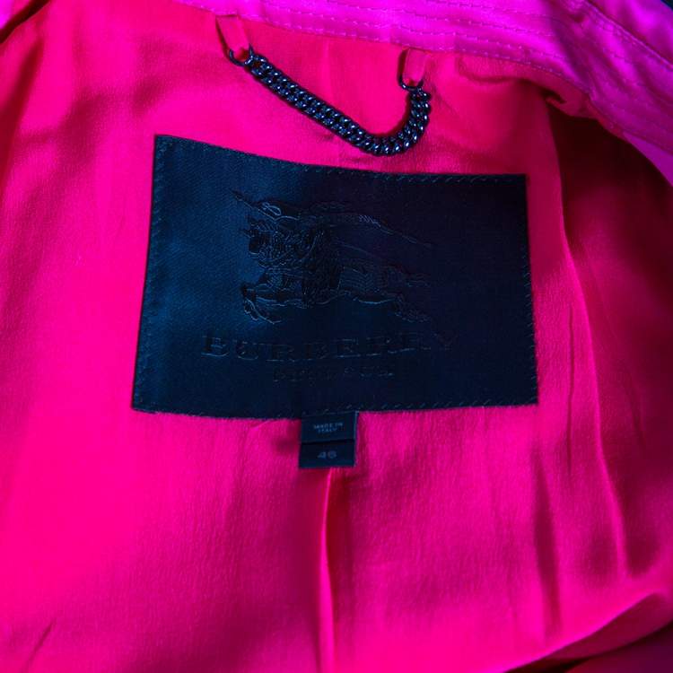 Pre Owned Burberry Pink Ombre Effect Silk Satin Belted Trench Coat L