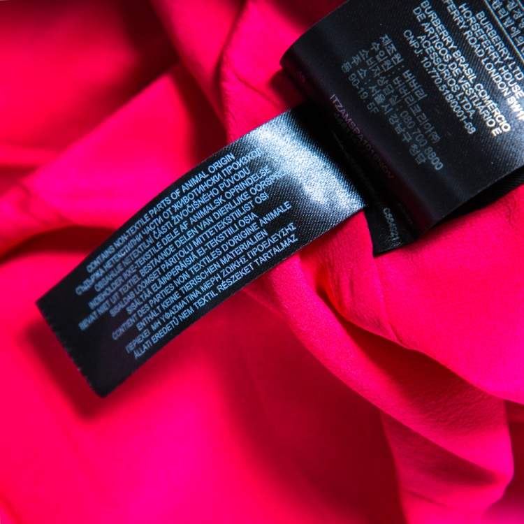 Pre Owned Burberry Pink Ombre Effect Silk Satin Belted Trench Coat L