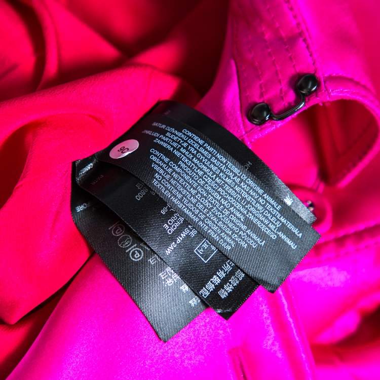 Pre Owned Burberry Pink Ombre Effect Silk Satin Belted Trench Coat L