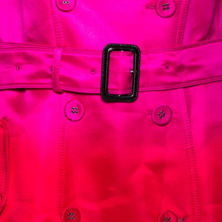 Pre Owned Burberry Pink Ombre Effect Silk Satin Belted Trench Coat L