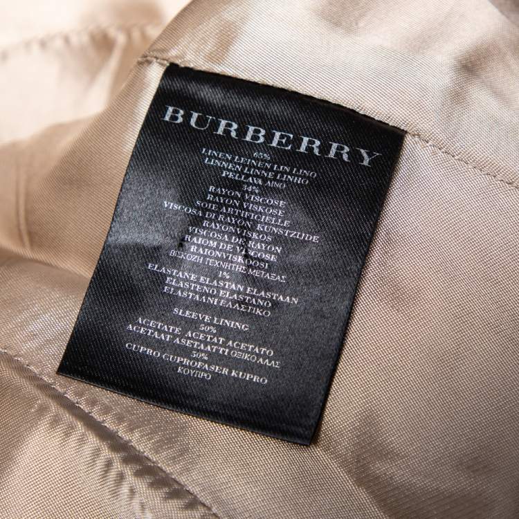 مملوكة مسبقًا Burberry Beige Paneled Linen Double Breasted Belted Trench Coat L