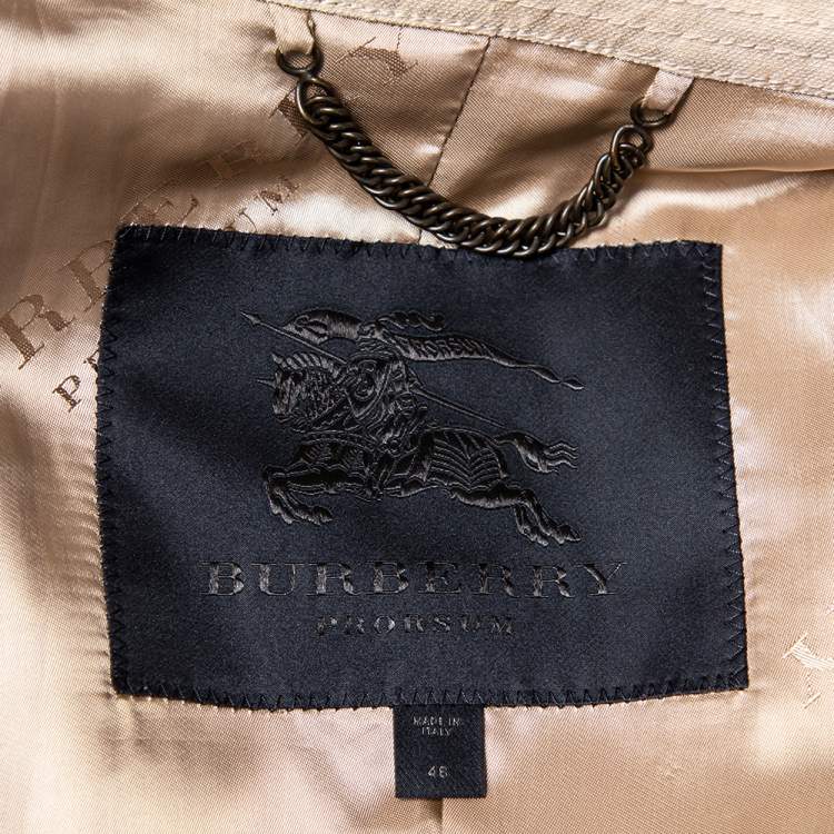 مملوكة مسبقًا Burberry Beige Paneled Linen Double Breasted Belted Trench Coat L
