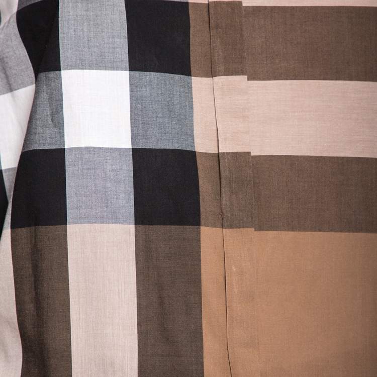 Pre Owned Burberry Brown Vintage Check Cotton Button Front Shirt L