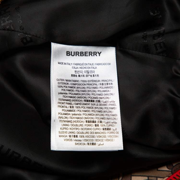 مملوكة مسبقًا Burberry Brown Logo Monogram Synthetic Contrast Detail Bomber Jacket M