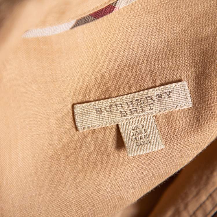 Pre Owned Burberry Brit Beige Ramie Elastic Waist Detail Dress S
