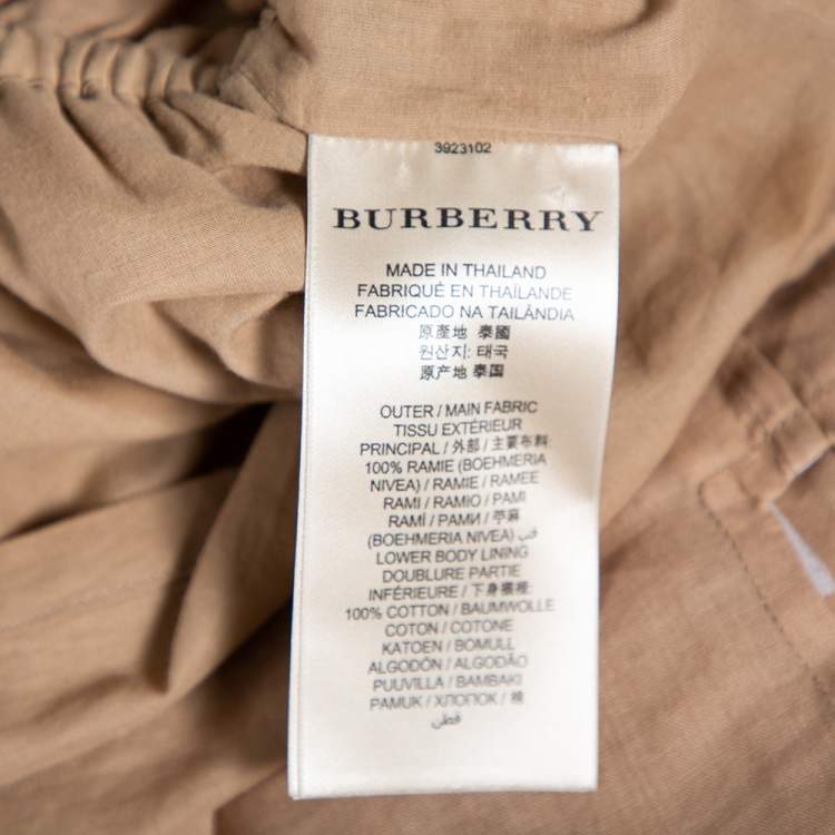 Pre Owned Burberry Brit Beige Ramie Elastic Waist Detail Dress S