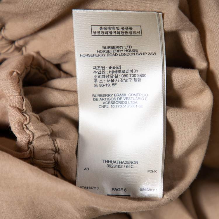 Pre Owned Burberry Brit Beige Ramie Elastic Waist Detail Dress S