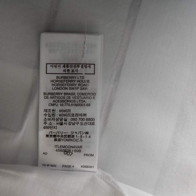 Pre Owned Burberry White Montage Printed Cotton Round Neck Oversized T-Shirt L