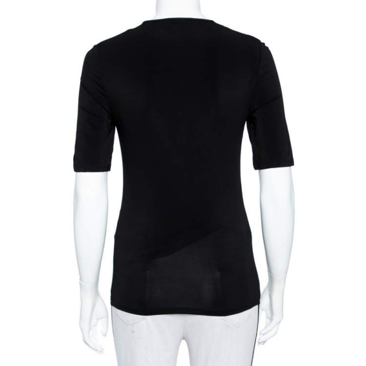 مملوكة مسبقًا Burberry Black Jersey Ruched V-Neck Top S