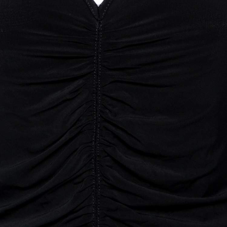 مملوكة مسبقًا Burberry Black Jersey Ruched V-Neck Top S