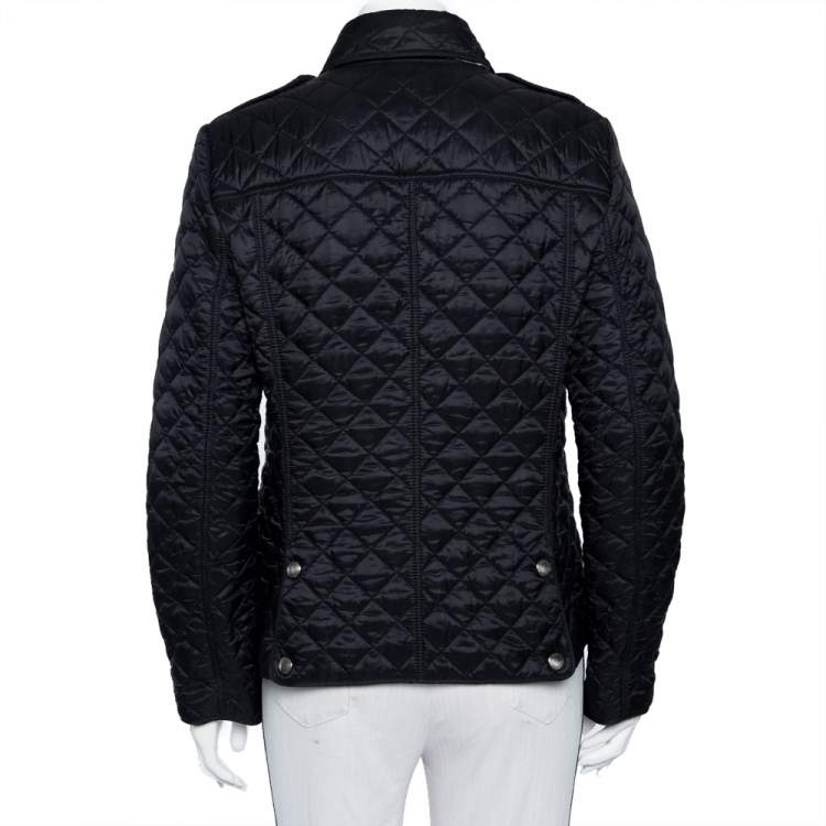 Pre Owned Burberry Brit Black Synthetic Quilted Button Front Kencott Jacket M