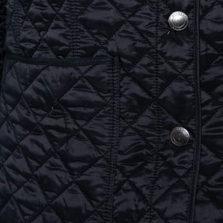 Pre Owned Burberry Brit Black Synthetic Quilted Button Front Kencott Jacket M