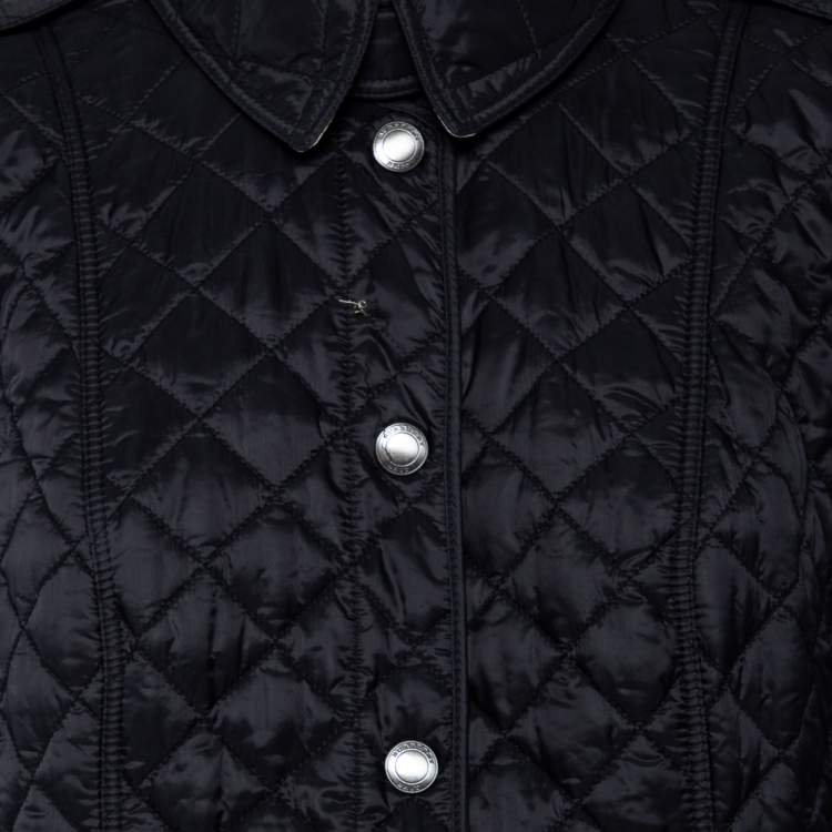 Pre Owned Burberry Brit Black Synthetic Quilted Button Front Kencott Jacket M