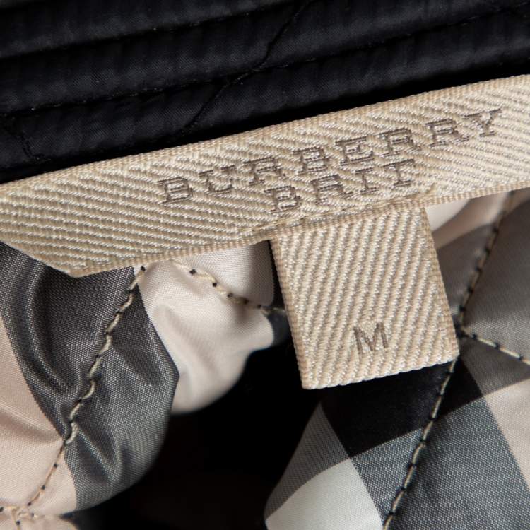 Pre Owned Burberry Brit Black Synthetic Quilted Button Front Kencott Jacket M