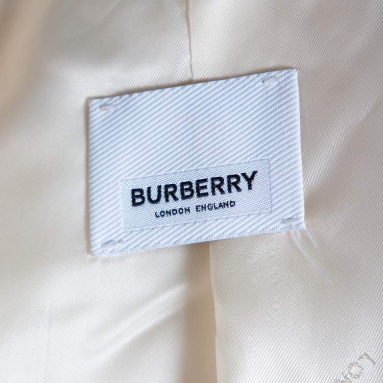 Pre Owned Burberry Cream Wool Satin Trim Button Front Blazer XS