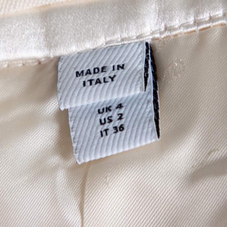 Pre Owned Burberry Cream Wool Satin Trim Button Front Blazer XS
