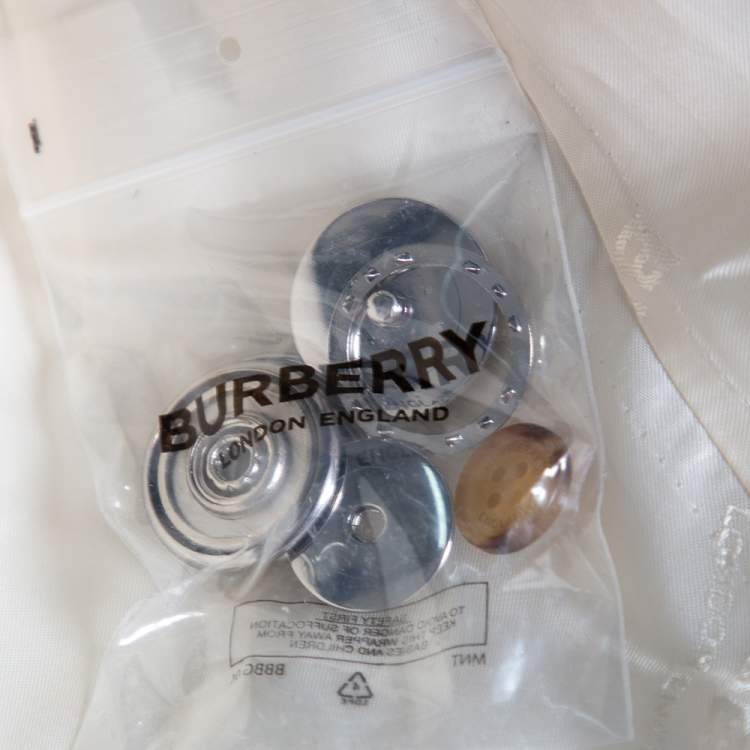 Pre Owned Burberry Cream Wool Satin Trim Button Front Blazer XS