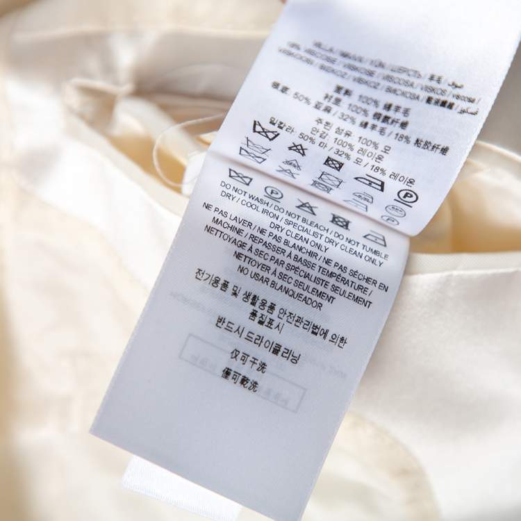 Pre Owned Burberry Cream Wool Satin Trim Button Front Blazer XS