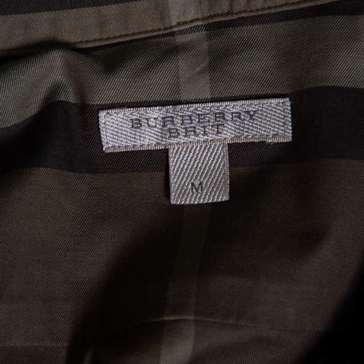 Pre Owned Burberry Brit Green Checkered Cotton Button Front Shirt M