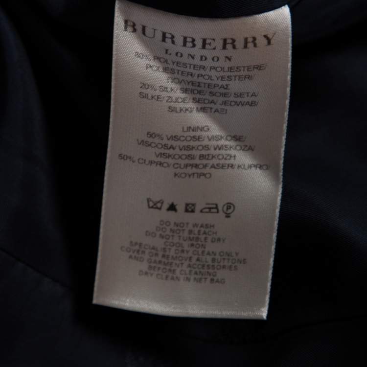 Pre Owned Burberry Black Synthetic Sequin Trim Double Breasted Belted Trench Coat M