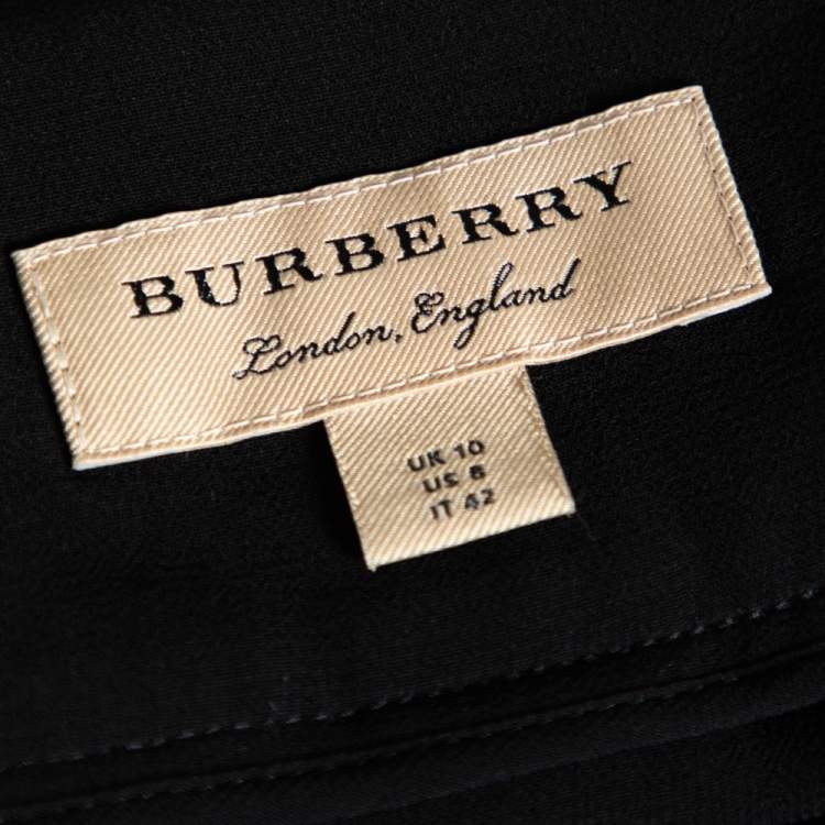 Pre Owned Burberry Black Georgette Pleated Belted Skirt M